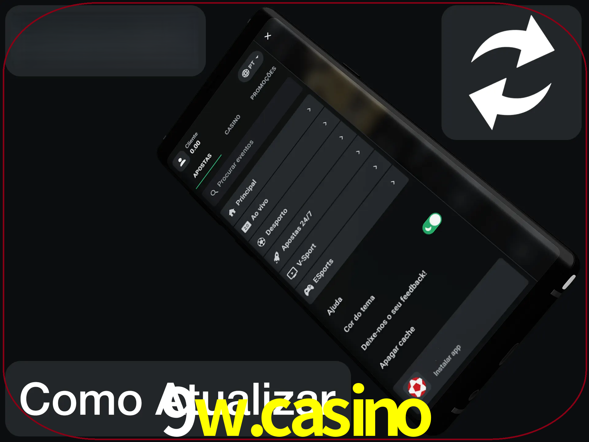 O aplicativo é atualizado automaticamente quando você faz o login.